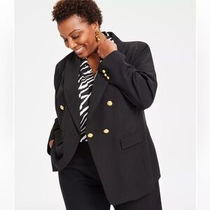 I.N.C. INTERNATIONAL CONCEPTS Double Breasted Blazer Black Size Large NWT
